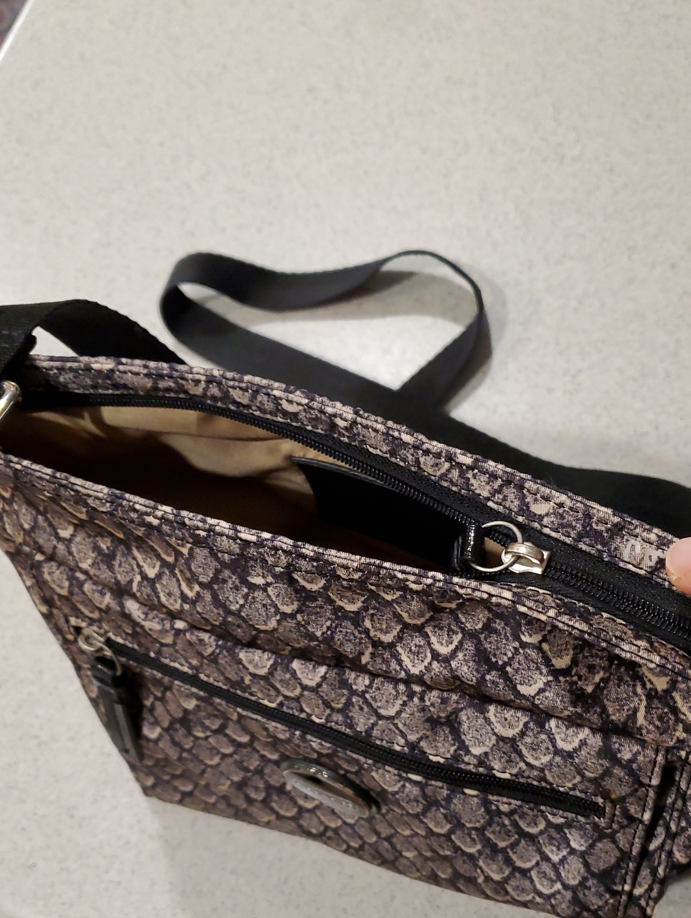 Coach Gray and Black Snake-Print Nylon Crossbody Bag, NWOT - Picture 12 of 13
